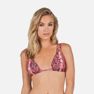 Volcom Urban Tribe Reversible Triangle Bikini Top, Electric Coral, Medium
